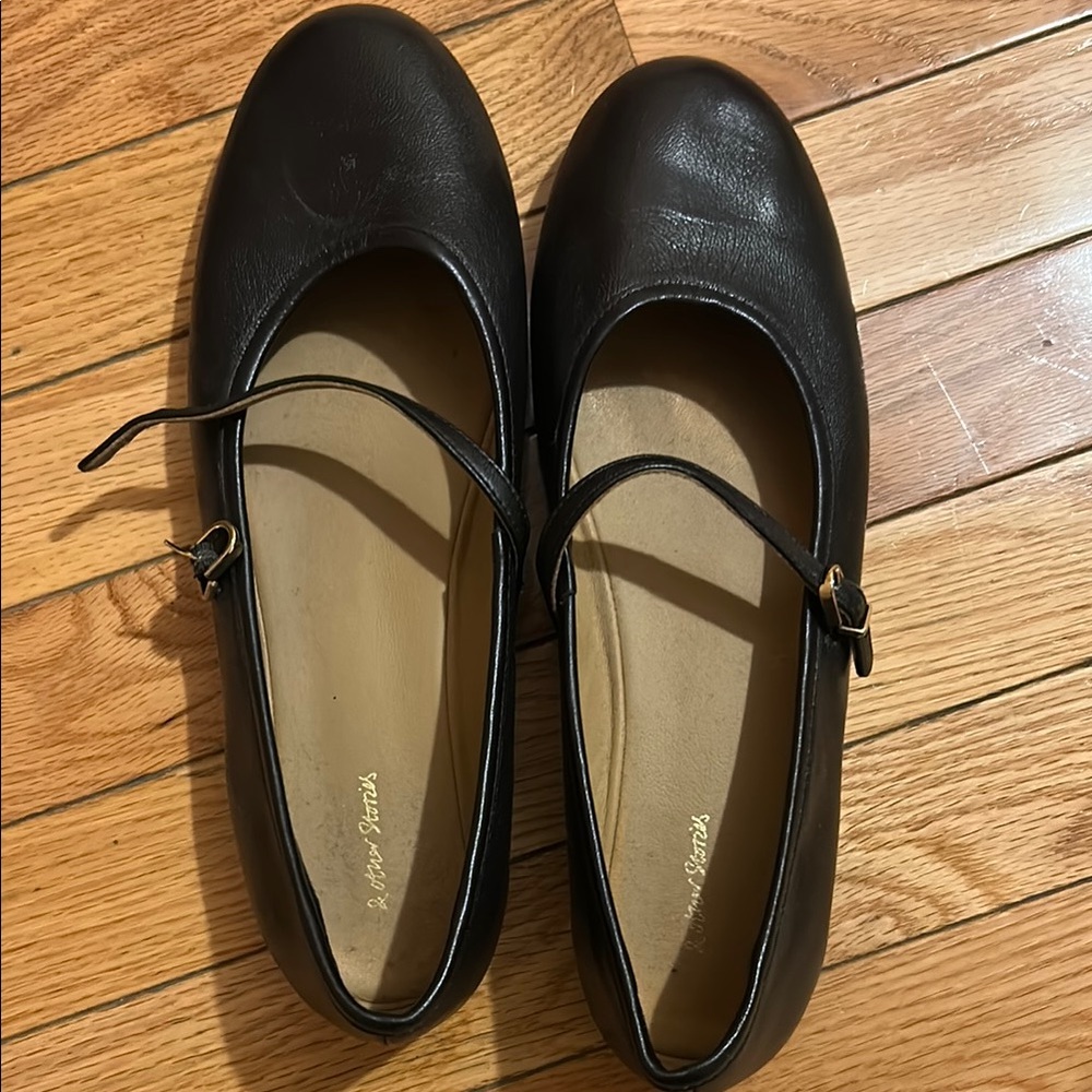 Classic Black Leather Flats by and other stories